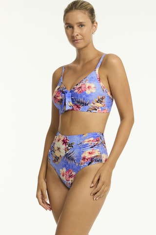 Braga de bikini de talle alto Blue Hawaii - Azul cobalto jaspeado