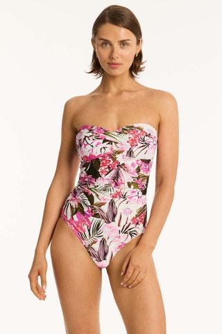 Bañador Isla - Blanco y fucsia