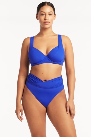 Braga de bikini de talle alto Essential - Azul cobalto