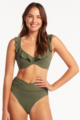 Braga de bikini de talle alto Essential - Caqui