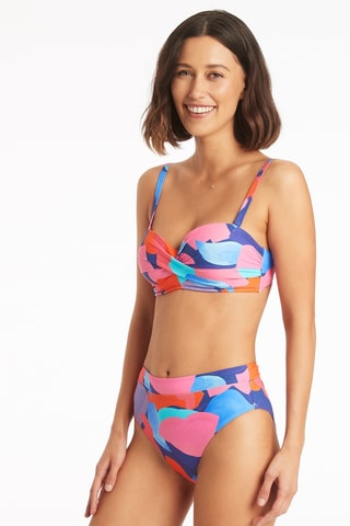 Braga de bikini de talle alto Paintball - Azul rey