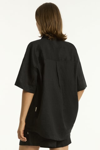 Camisa de playa de lino Resort Linen - Negro