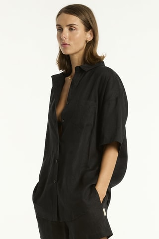 Camisa de playa de lino Resort Linen - Negro