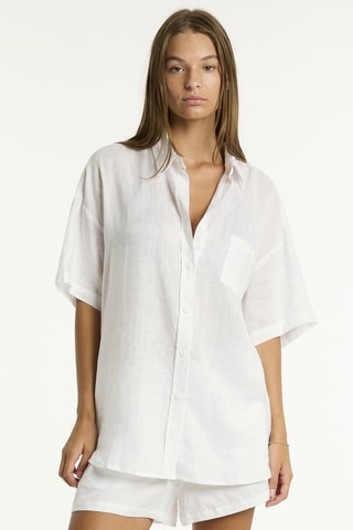 Camisa de playa de lino Resort Linen - Blanco