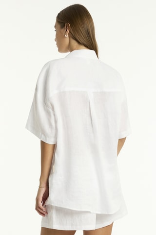 Camisa de playa de lino Resort Linen - Blanco