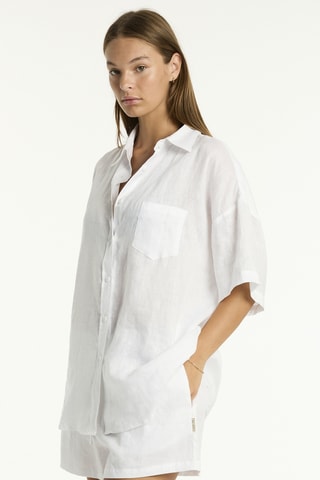 Camisa de playa de lino Resort Linen - Blanco