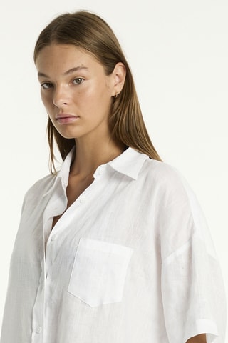 Camisa de playa de lino Resort Linen - Blanco