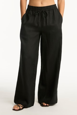 Pantalón de playa de lino Tidal Linen - Negro