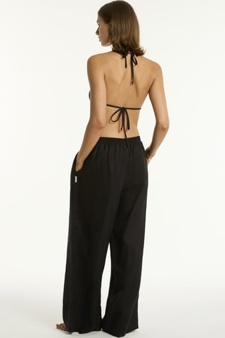 Pantalón de playa de lino Tidal Linen - Negro