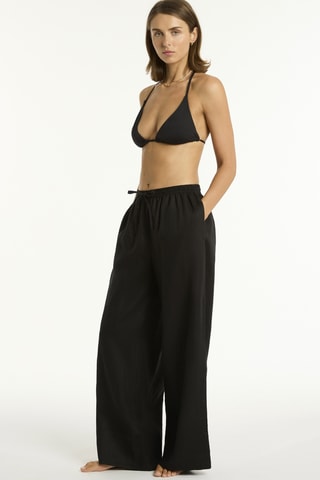 Pantalón de playa de lino Tidal Linen - Negro