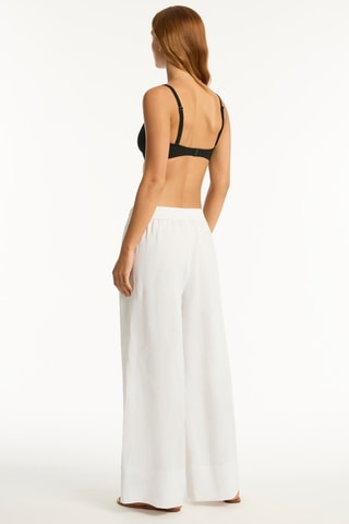Pantalón de playa de lino Tidal Linen - Blanco