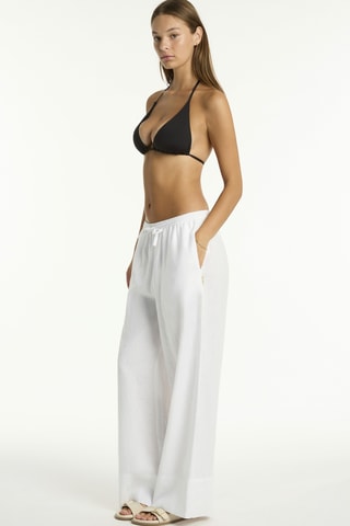 Pantalón de playa de lino Tidal Linen - Blanco