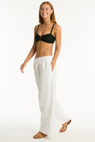 Pantalón de playa de lino Tidal Linen - Blanco