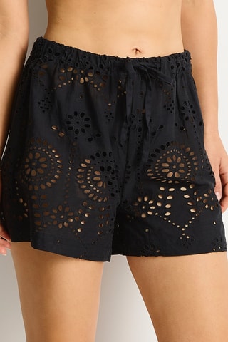 Short de playa con bordado inglés Ibiza - Negro