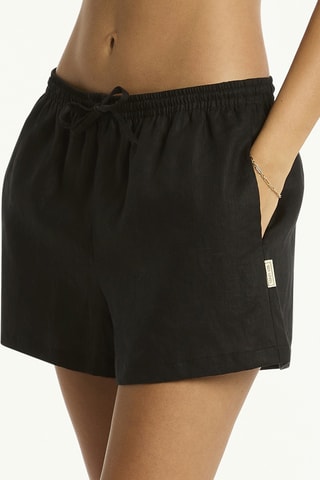 Short de playa de lino Tidal Linen - Negro