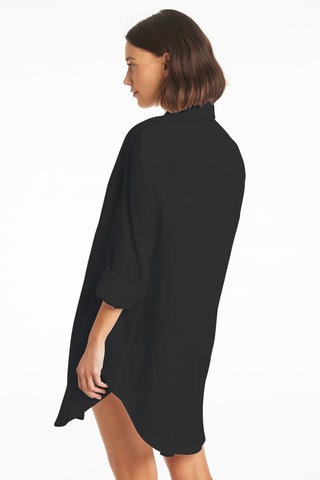 Vestido de playa de lino Tidal Linen - Negro
