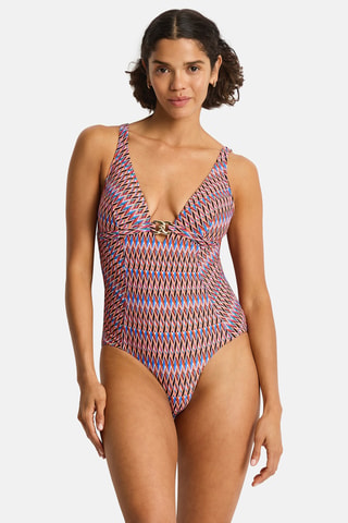 Bañador Tessera - Azul oscuro y rosa viejo