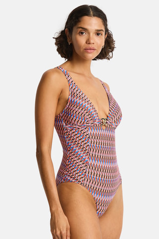 Bañador Tessera - Azul oscuro y rosa viejo