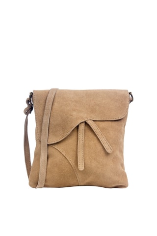 Mala a tiracolo em nobuck Creme e dourado - Toupeira