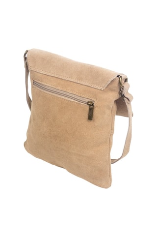 Mala a tiracolo em nobuck Creme e dourado - Toupeira