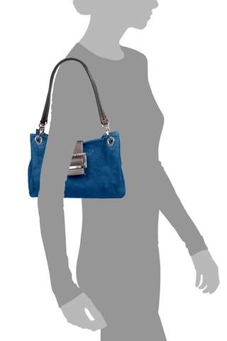 Mala de ombro em nobuck Azul e preto - Azul