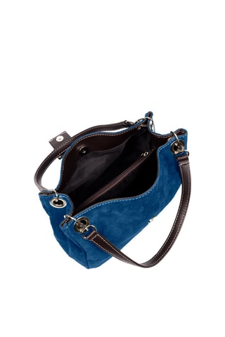 Mala de ombro em nobuck Azul e preto - Azul