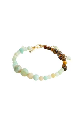 Pulsera Soulmates - Chapado en oro amarillo, ojos de tigre y amazonitas