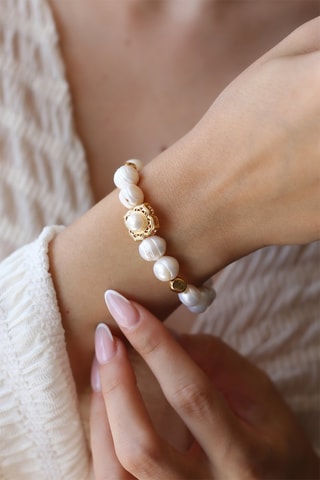 Pulsera - Blanco y dorado