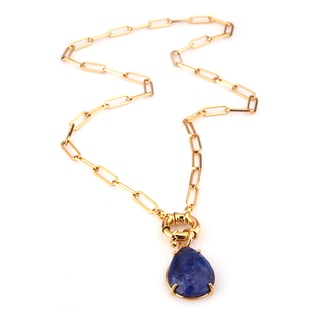 Collar - Latón chapado en oro y zafiro