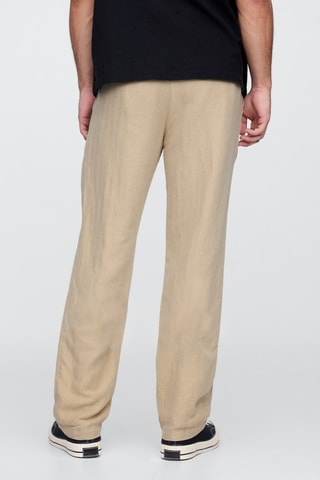 Pantaloni straight in lino - Beige