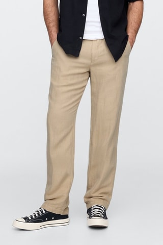 Pantaloni straight in lino - Beige