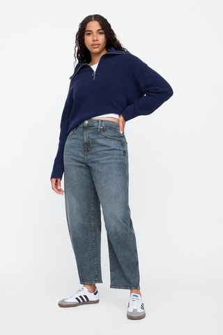 Jeans tapered a vita alta - Indaco