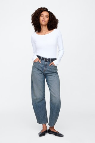 Jeans tapered a vita alta - Indaco