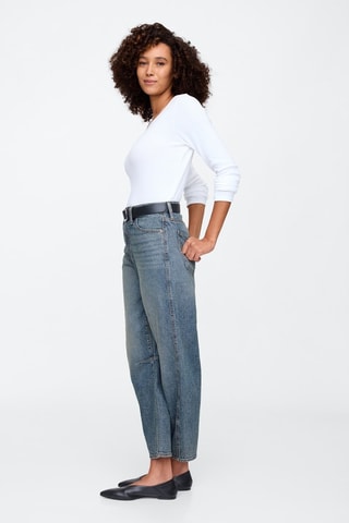 Jeans tapered a vita alta - Indaco