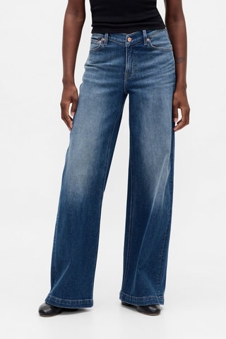 Jeans wide legs a vita alta - Celeste