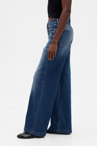 Jeans wide legs a vita alta - Celeste