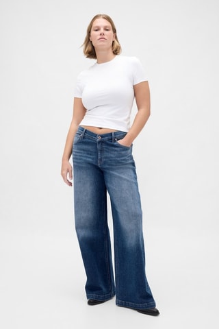 Jeans wide legs a vita alta - Celeste