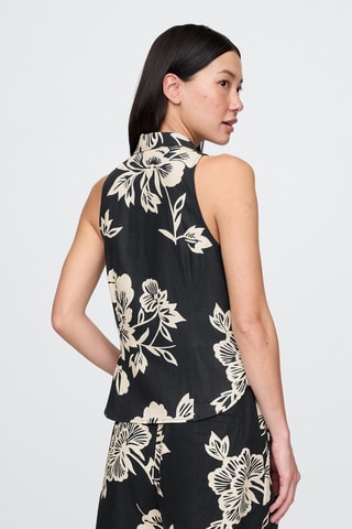 Camicia straight in lino - Nero