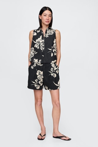 Camicia straight in lino - Nero