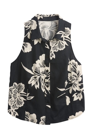Camicia straight in lino - Nero