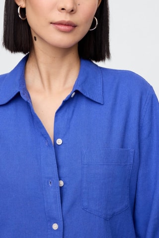 Camicia taglio dritto in misto lino - Blu elettrico