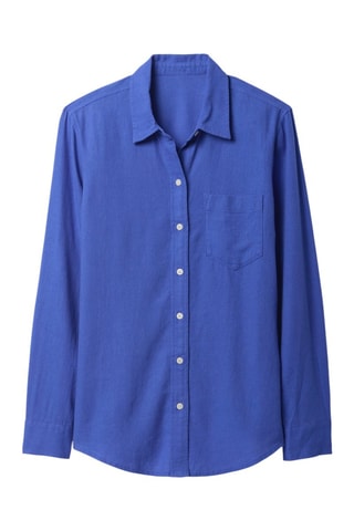 Camicia taglio dritto in misto lino - Blu elettrico