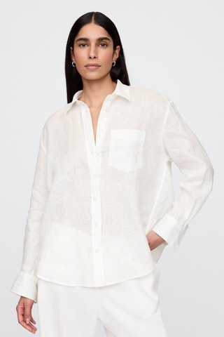 Camicia oversize in lino - Ecrù
