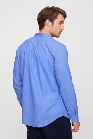 Camicia straight in lino - Celeste