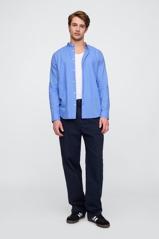 Camicia straight in lino - Celeste