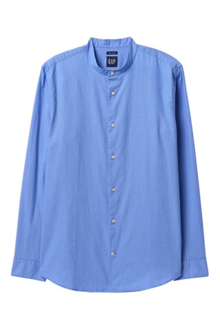 Camicia straight in lino - Celeste