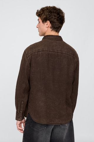 Camicia in lino - Marrone scuro