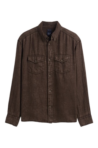 Camicia in lino - Marrone scuro