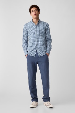 Camicia slim - Celeste e bianco