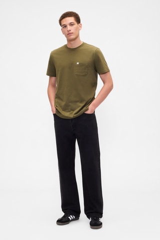 T-shirt straight in cotone bio - Verde oliva